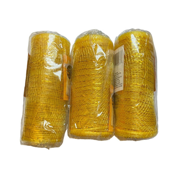 Crafters Square Yellow Gold Decorative Lot 3 Mesh Ribbon 6 in.x 5 yd Rolls New! - Picture 3 of 4